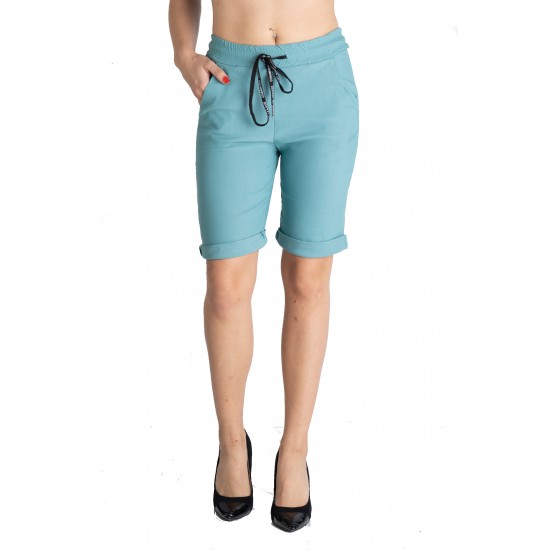 Pantaloni Scurti Dama Bleu Snur In Talie, Natalie Pantaloni Scurti Dama Bleu Snur In Talie, Natalie